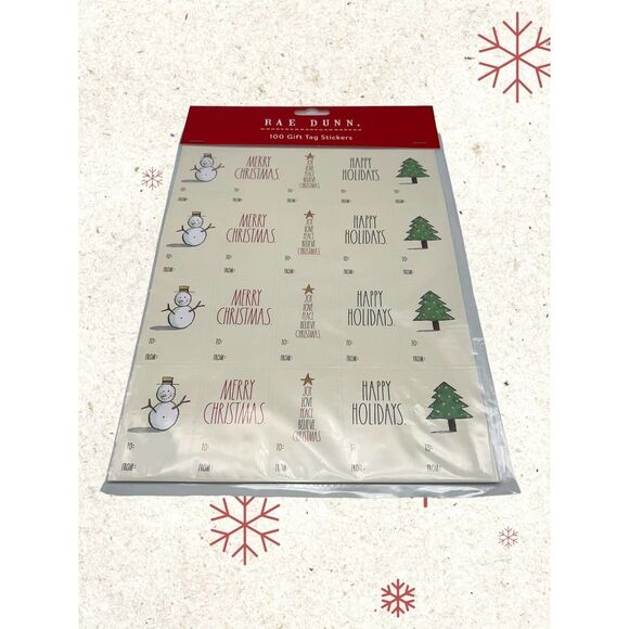 Rae Dunn Christmas Tag Stickers 100 Count - Picture 1 of 1
